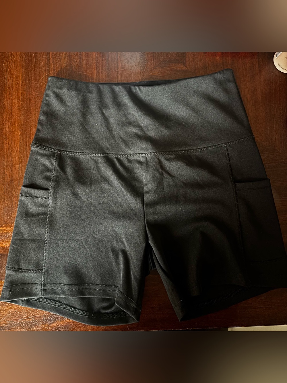 shosho Black High-Waist Bike Shorts with Side Pockets
